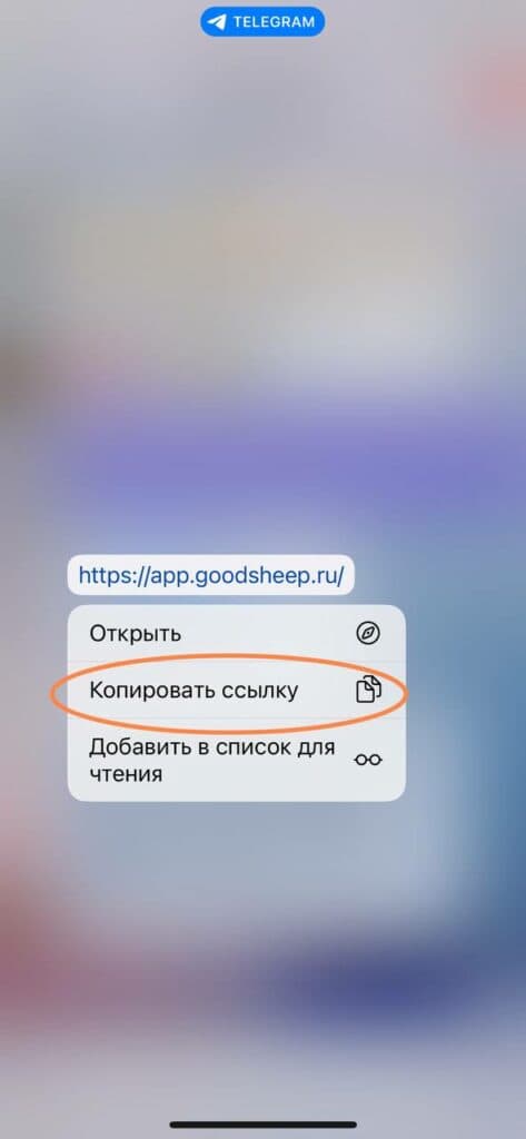 Скопируйте ссылку на приложение